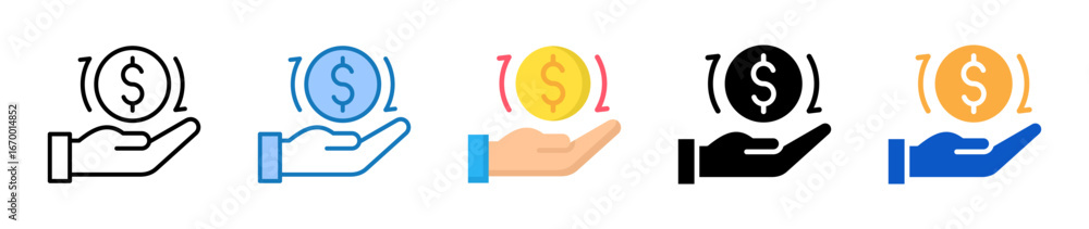 Aufkleber cash flow multiple style icons set design vector illustration.