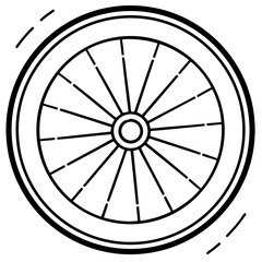 Fototapeta premium Simple Black and White Wheel Illustration with Motion Lines