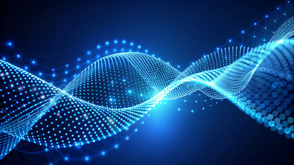 Dynamic blue digital wave flowing with vibrant energy, perfect for tech or data concepts