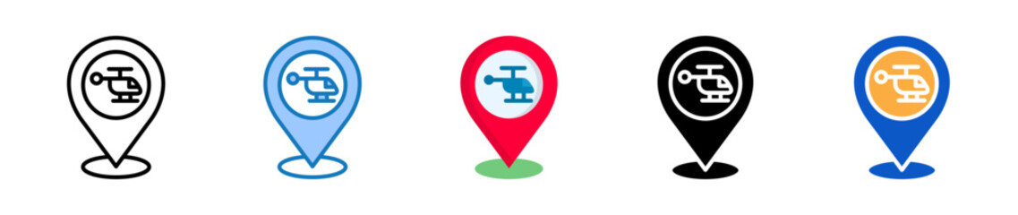 Fototapeta premium Helicopter multiple style icons set design vector illustration. 