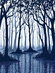 Obraz premium Mangrove Forest with River Stream