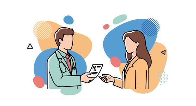 Doctor handing prescription to pharmacist healthcare scene - Powered by Adobe