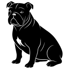 Obraz premium Silhouette of Bulldog sit down on white background