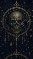 Ornate cosmic skull illustration
