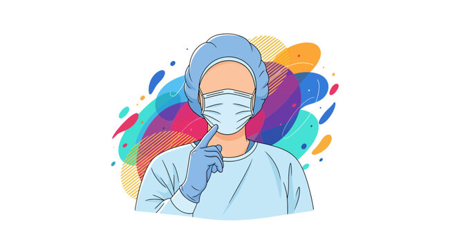 Healthcare professional pointing, medical worker, protective gear