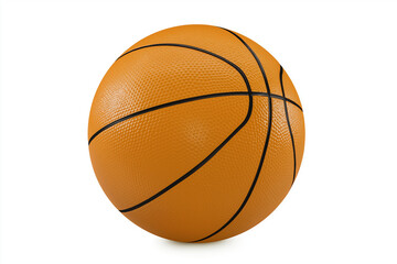 Fototapeta premium 3D basketball textured orange ball with black seams, isolated on white background