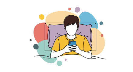 Man in bed using smartphone, relaxed lifestyle