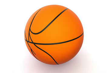 Fototapeta premium 3D basketball textured orange ball with black seams, isolated on white background