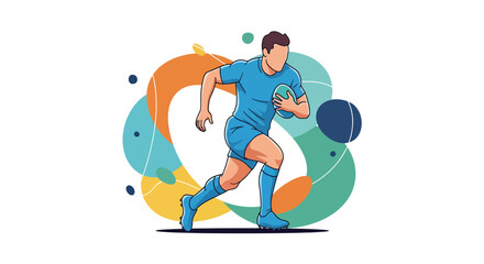 Rugby Player Running with Ball Dynamic Sport Action