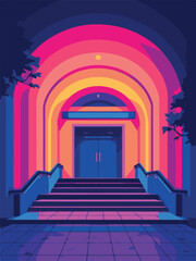 Neon Glowing Archway Entrance