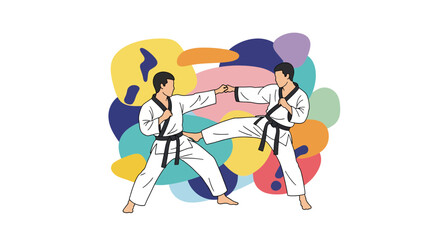 Obraz premium Taekwondo Sparring Action Sport Martial Arts Training
