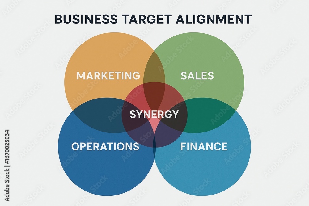 Poster business target alignment creates synergy by integrating marketing sales operations and finance to a