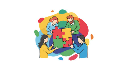 Obraz premium Teamwork puzzle collaboration business people problem solving