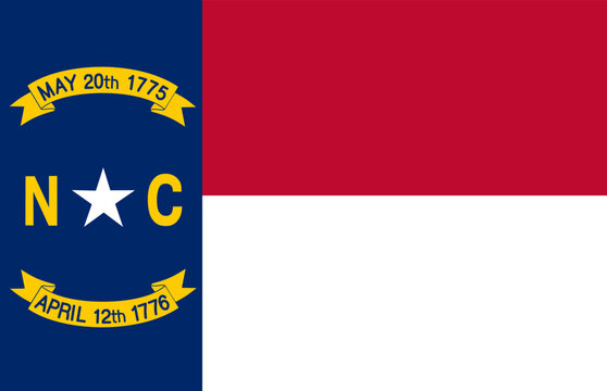North Carolina flag with star and founding dates
