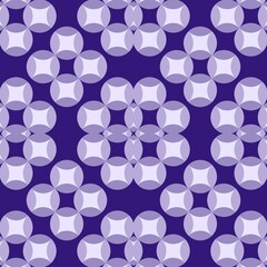 Decorative Geometric Floral Tile Seamless Pattern in Violet Shades