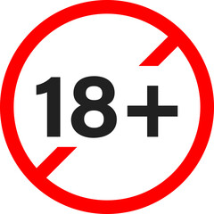 Prohibited 18 plus icon with red line