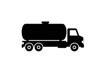 Tanker Truck Silhouette Icon – Black Side View of Liquid Transport Vehicle with Cylindrical Tank