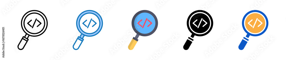 Aufkleber magnifying glass multiple style icons set design vector illustration.
