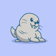 Cute vector illustration of a walrus striking a playful pose.