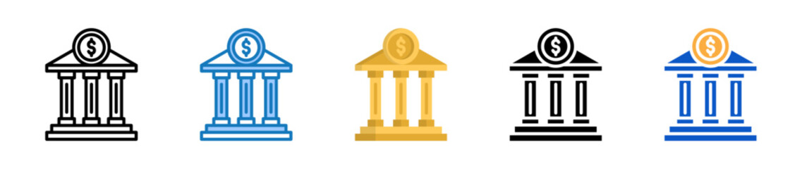 Bank multiple style icons set design vector illustration. 