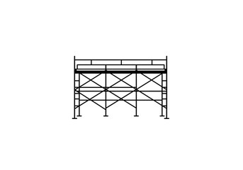 Construction Scaffold Structure Icon &ndash; Elevated Framework with Vertical Supports, Platform, and Diagonal Braces