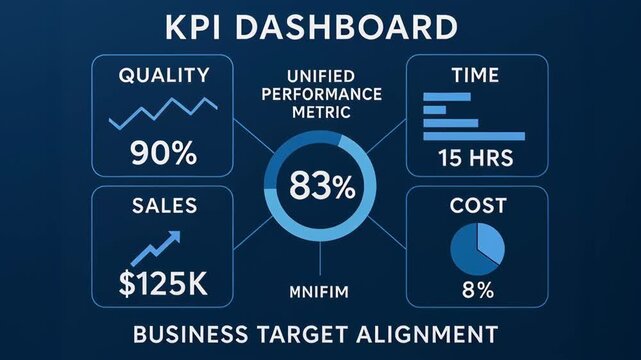 KPI dashboard business target alignment featuring quality sales cost time metrics for clear performance tracking and strategic decision making