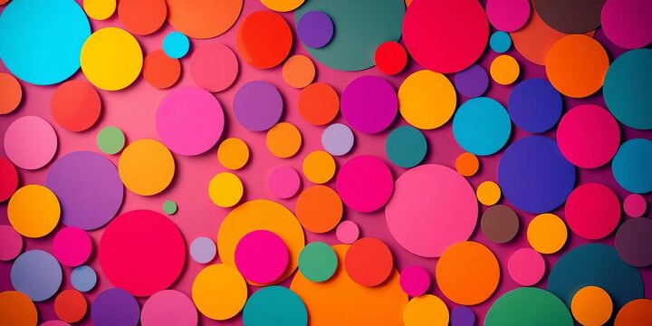 Abstract vibrant rounded shapes, geometric pattern, colorful background, playful design, happy, texture - Powered by Adobe