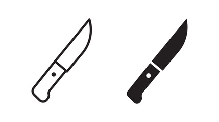 Knife outline and silhouette icon set , kitchen knife  vector icon..