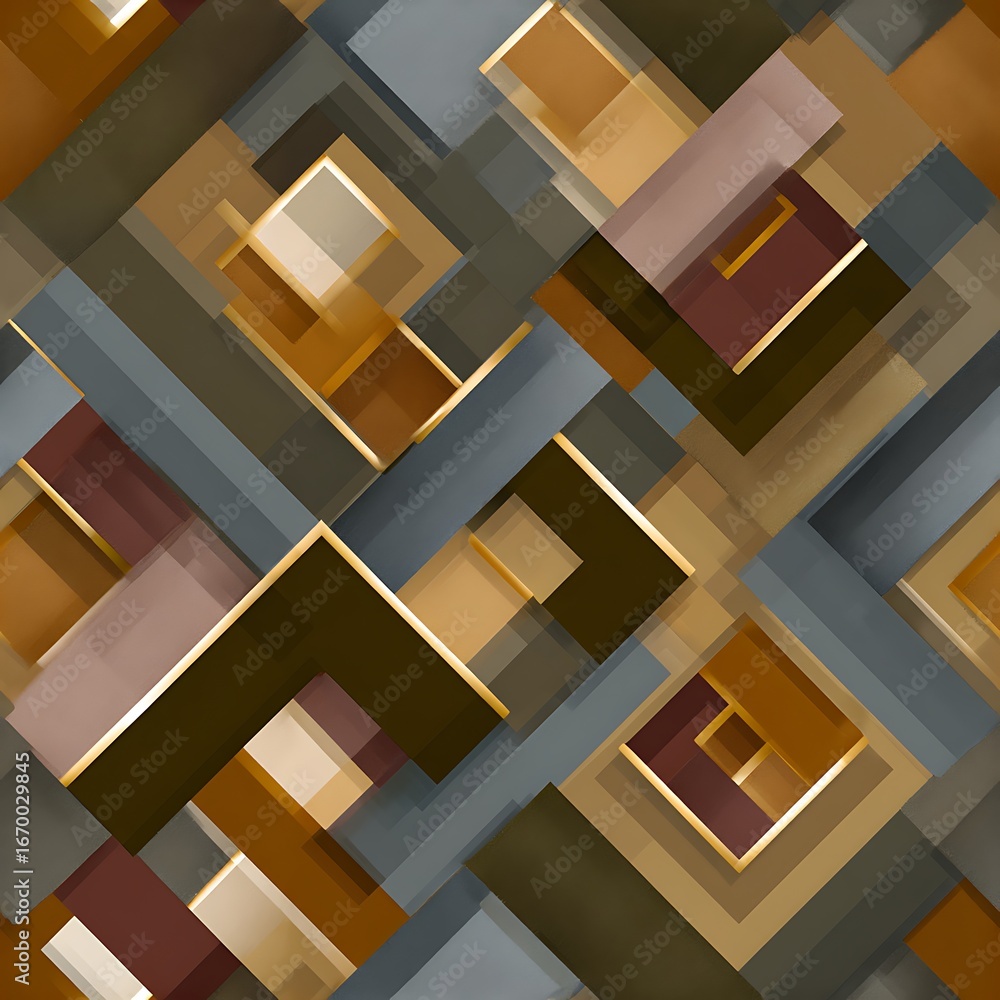 Poster abstract geometric patterns with warm tones and textured backgrounds