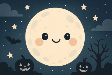 Cute moon Halloween illustration