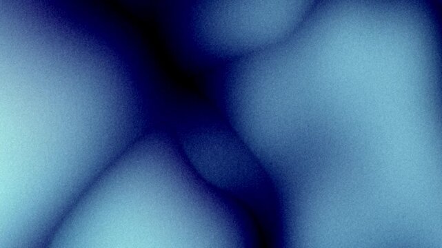 Abstract morphing drops bubbles blobby shapes. Ice blue, royal blue, dark blue liquid gradient on black background. Curved lines flow. Fluid animation. Grain noise grunge texture. Old vhs lo-fi design