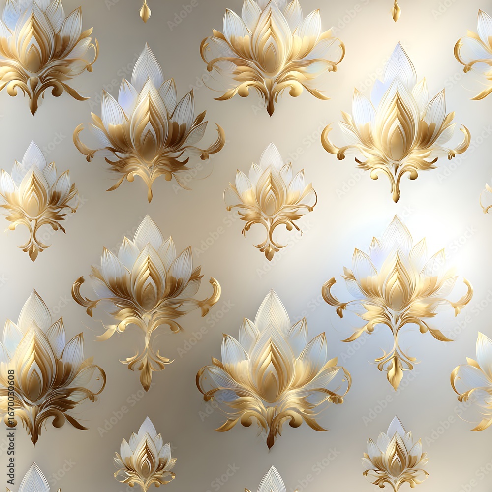 Poster elegant golden floral patterns on soft gradient background