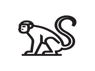 Playful Monkey Icon Created With Clean Minimalist Line Artwork
