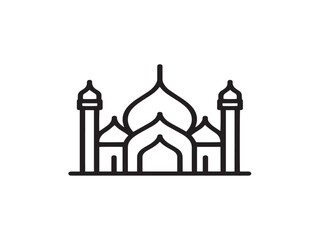 Classic Mosque Icon Rendered With Minimalist Contemporary Line Artwork