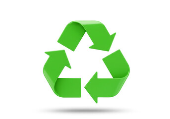 Obraz premium Dynamic green recycle symbol representing eco-friendly sustainability and environmental awareness.