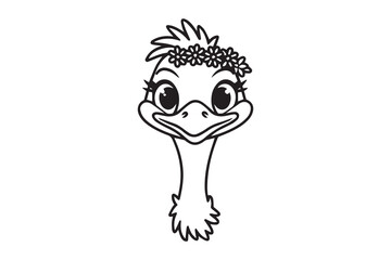 ostrich face silhouette  vector