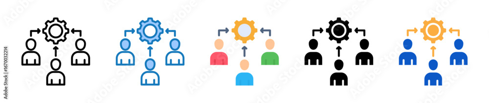 Aufkleber work team multiple style icons set design vector illustration.