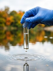 Water droplet experiment lake environment scientific photography autumn nature close-up view water analysis