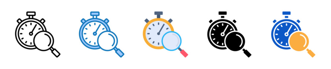 Time Tracking multiple style icons set design vector illustration. 
