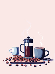 Modern Coffee Machine with Hot Cup of Coffee