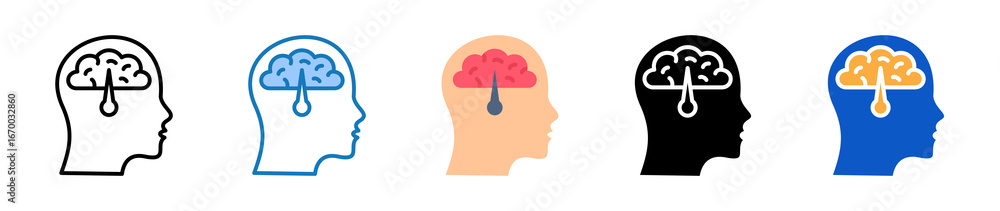 Poster mental control multiple style icons set design vector illustration.