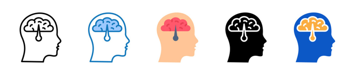 Mental Control multiple style icons set design vector illustration. 