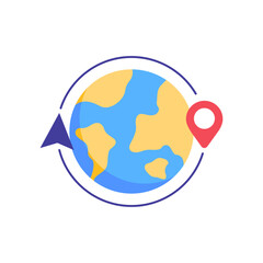 Around the world journey with a location marker