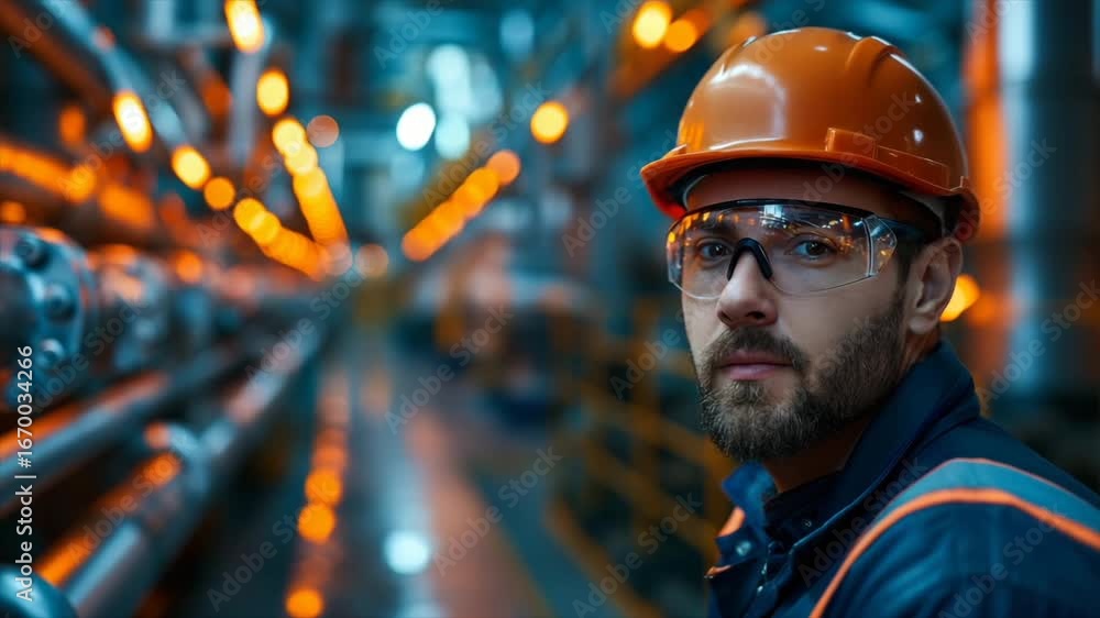 Aufkleber industrial engineer inspecting pipeline in factory