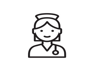 Healthcare Nurse Icon Styled With Modern Minimal Line Art Design