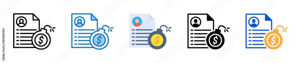 Poster debt multiple style icons set design vector illustration.