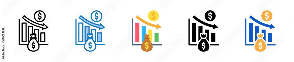 Aufkleber decrease multiple style icons set design vector illustration.