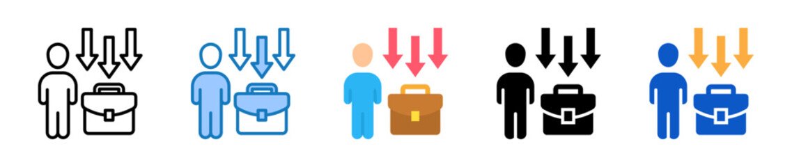 Job Loss multiple style icons set design vector illustration. 