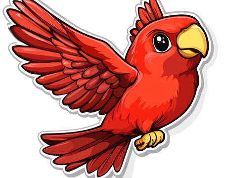 Naklejki Cute red parrot cartoon illustration isolated on transparent background
