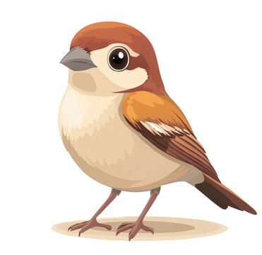 Naklejki Cute brown sparrow cartoon illustration isolated on transparent background